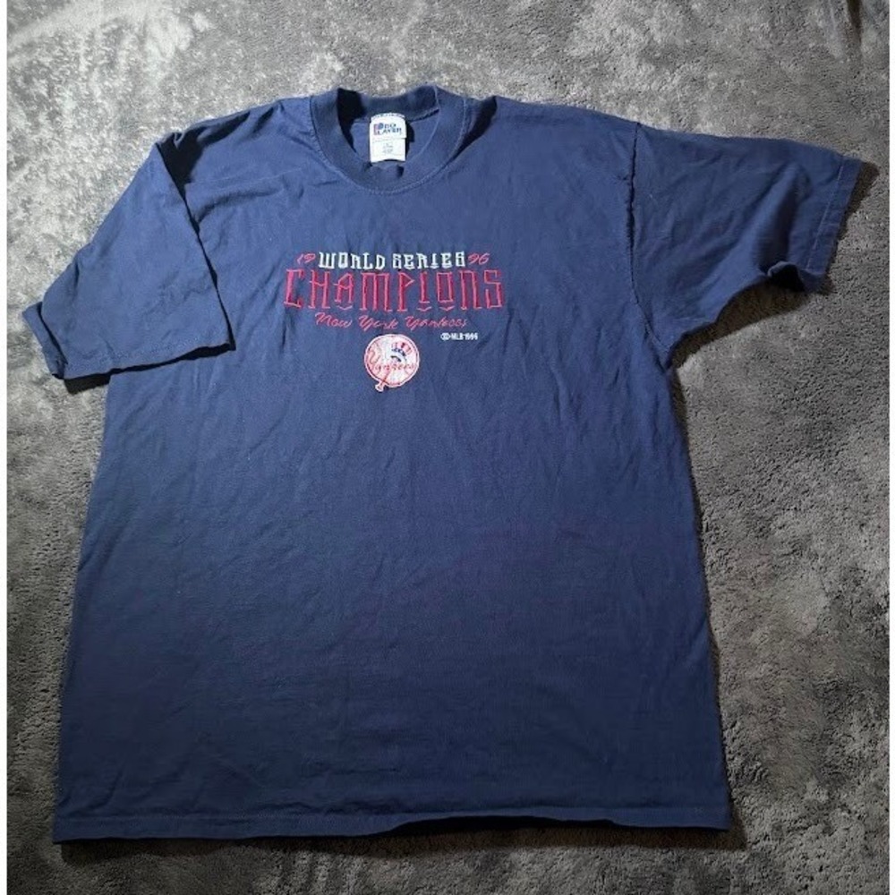 Vintage Pro Player New York Yankees 1996 World Series Champions Shirt XL Navy